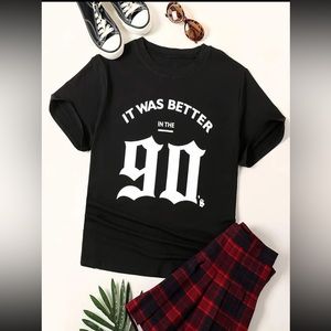 Black slogan graphic tee